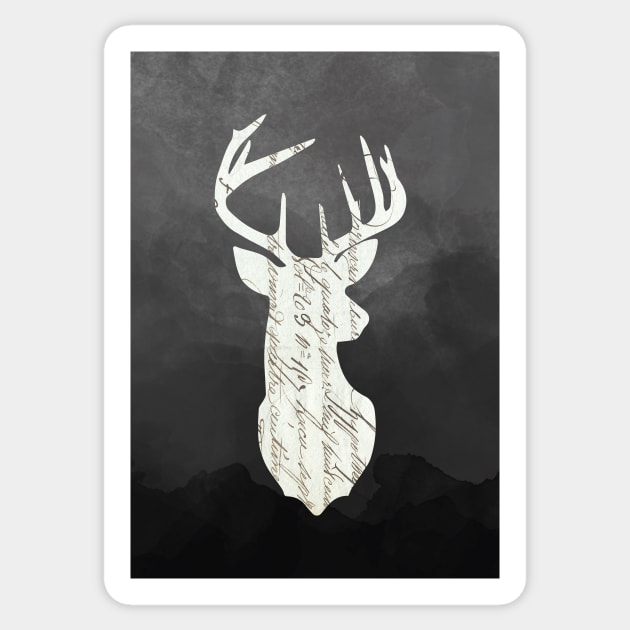 Victorian Deer Head Silhouette Sticker by Inogitna Designs